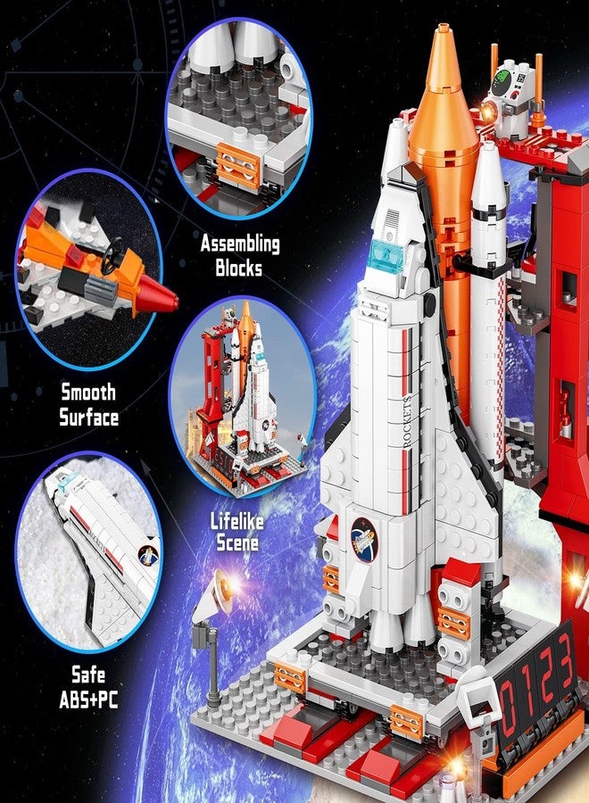 EXCOUP Space Exploration Shuttle Toys, 12-in-1 STEM Aerospace Building Kit Toy, Rocket Building Kit Toy with Launcher, Astronauts, Airplane Rocket, Gift for 6 7 8 9 10 11 12+ Years Old, 855 Pcs - Image 3
